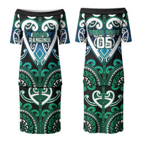 Custom Aotearoa Ngati Ranginui Family Matching Puletasi and Hawaiian Shirt Maori Tribal Pattern LT05 Mom's Dress Cyan - Polynesian Pride