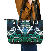 Aotearoa Ngati Ranginui Leather Tote Bag Maori Tribal Pattern LT05 - Polynesian Pride