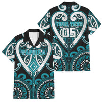 Custom Aotearoa Tapuika Family Matching Off Shoulder Short Dress and Hawaiian Shirt Maori Tribal Pattern LT05 Dad's Shirt - Short Sleeve Teal - Polynesian Pride