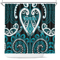 Aotearoa Tapuika Shower Curtain Maori Tribal Pattern LT05 Teal - Polynesian Pride