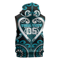 Custom Aotearoa Tapuika Sleeveless Zip Hoodie Maori Tribal Pattern LT05 - Polynesian Pride