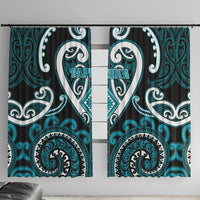 Aotearoa Tapuika Window Curtain Maori Tribal Pattern LT05 With Hooks Teal - Polynesian Pride