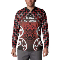 Personalised Aotearoa Mana Motuhake Button Sweatshirt Poutama With Maori Pattern - Polynesian Pride