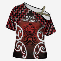 Personalised Aotearoa Mana Motuhake Cross Shoulder Shirt Poutama With Maori Pattern - Polynesian Pride