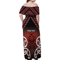 Personalised Aotearoa Mana Motuhake Family Matching Off Shoulder Maxi Dress and Hawaiian Shirt Poutama With Maori Pattern - Polynesian Pride
