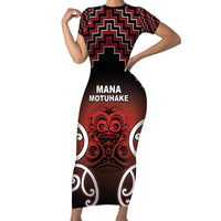 Personalised Aotearoa Mana Motuhake Family Matching Short Sleeve Bodycon Dress and Hawaiian Shirt Poutama With Maori Pattern - Polynesian Pride