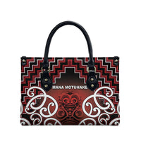 Aotearoa Mana Motuhake Leather Bag Poutama With Maori Pattern - Polynesian Pride