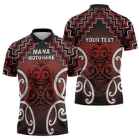 Personalised Aotearoa Mana Motuhake Zipper Polo Shirt Poutama With Maori Pattern LT05 - Polynesian Pride