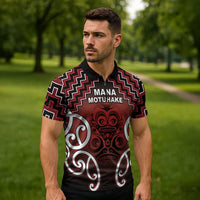 Personalised Aotearoa Mana Motuhake Zipper Polo Shirt Poutama With Maori Pattern LT05 - Polynesian Pride