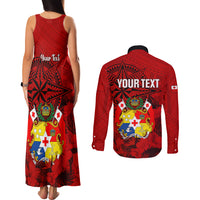personalized-tonga-king-tupou-i-day-couples-matching-tank-maxi-dress-and-long-sleeve-button-shirts-tropical-flowers-with-ngatu-pattern