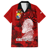 Personalized Tonga King Tupou I Day Hawaiian Shirt Tropical Flowers With Ngatu Pattern LT05 Red - Polynesian Pride