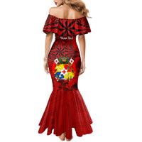 Personalized Tonga King Tupou I Day Mermaid Dress Tropical Flowers With Ngatu Pattern LT05 - Polynesian Pride