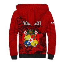 Personalized Tonga King Tupou I Day Sherpa Hoodie Tropical Flowers With Ngatu Pattern LT05 - Polynesian Pride