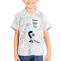 Lung Cancer Awareness Family Matching Off Shoulder Maxi Dress and Hawaiian Shirt Never Give Up Polynesian Style LT05 Son's Shirt White - Polynesian Pride