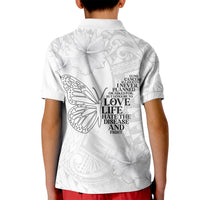 Lung Cancer Awareness Kid Polo Shirt Never Give Up Polynesian Style LT05 - Polynesian Pride