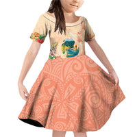 Hawaii Kauai Na Pali Coast Landscape Family Matching Off Shoulder Short Dress and Hawaiian Shirt