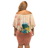 Hawaii Kauai Na Pali Coast Landscape Family Matching Off Shoulder Short Dress and Hawaiian Shirt