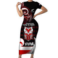 Aotearoa Toitu He Whakaputanga Short Sleeve Bodycon Dress Toitu Te Tiriti O Waitangi