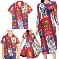 Wallis And Futuna Christmas Family Matching Long Sleeve Bodycon Dress and Hawaiian Shirt Festive Beach Vibes - Polynesian Pride