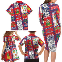 Wallis And Futuna Christmas Family Matching Long Sleeve Bodycon Dress and Hawaiian Shirt Festive Beach Vibes - Polynesian Pride