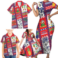 Wallis And Futuna Christmas Family Matching Short Sleeve Bodycon Dress and Hawaiian Shirt Festive Beach Vibes - Polynesian Pride