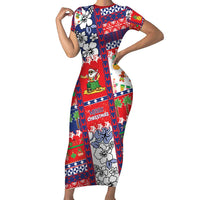 Wallis And Futuna Christmas Family Matching Short Sleeve Bodycon Dress and Hawaiian Shirt Festive Beach Vibes - Polynesian Pride