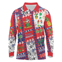 Wallis And Futuna Christmas Long Sleeve Polo Shirt Festive Beach Vibes - Polynesian Pride