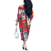 Wallis And Futuna Christmas Off The Shoulder Long Sleeve Dress Festive Beach Vibes - Polynesian Pride
