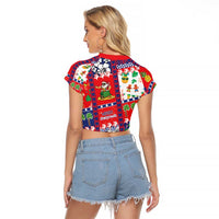 Wallis And Futuna Christmas Raglan Cropped T Shirt Festive Beach Vibes - Polynesian Pride