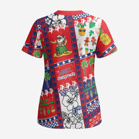 Wallis And Futuna Christmas Scrub Top Festive Beach Vibes - Polynesian Pride