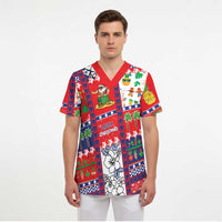 Wallis And Futuna Christmas Scrub Top Festive Beach Vibes - Polynesian Pride