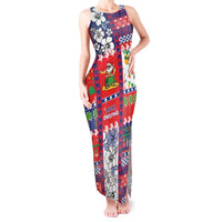 Wallis And Futuna Christmas Tank Maxi Dress Festive Beach Vibes - Polynesian Pride