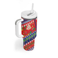 Wallis And Futuna Christmas Tumbler With Handle Festive Beach Vibes - Polynesian Pride