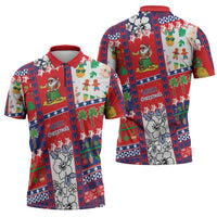 Wallis And Futuna Christmas Zipper Polo Shirt Festive Beach Vibes - Polynesian Pride