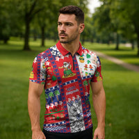Wallis And Futuna Christmas Zipper Polo Shirt Festive Beach Vibes LT05 - Polynesian Pride