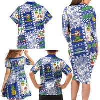 Northern Mariana Islands Christmas Family Matching Long Sleeve Bodycon Dress and Hawaiian Shirt Festive Beach Vibes - Polynesian Pride