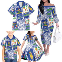 Northern Mariana Islands Christmas Family Matching Off The Shoulder Long Sleeve Dress and Hawaiian Shirt Festive Beach Vibes - Polynesian Pride