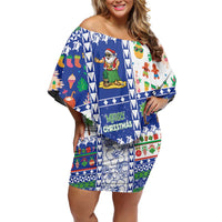 Northern Mariana Islands Christmas Family Matching Off Shoulder Short Dress and Hawaiian Shirt Festive Beach Vibes - Polynesian Pride