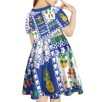Northern Mariana Islands Christmas Kid Short Sleeve Dress Festive Beach Vibes LT05 - Polynesian Pride