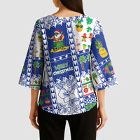 Northern Mariana Islands Christmas Kimono Sleeve Blouse Festive Beach Vibes - Polynesian Pride