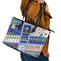 Northern Mariana Islands Christmas Leather Tote Bag Festive Beach Vibes - Polynesian Pride