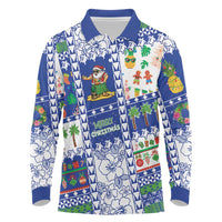 Northern Mariana Islands Christmas Long Sleeve Polo Shirt Festive Beach Vibes - Polynesian Pride