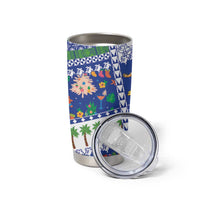 Northern Mariana Islands Christmas Tumbler Cup Festive Beach Vibes - Polynesian Pride