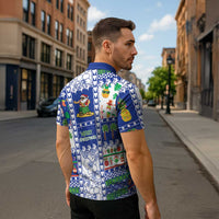 Northern Mariana Islands Christmas Zipper Polo Shirt Festive Beach Vibes - Polynesian Pride