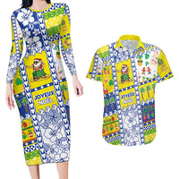 New Caledonia Christmas Couples Matching Long Sleeve Bodycon Dress and Hawaiian Shirt Festive Beach Vibes - Polynesian Pride