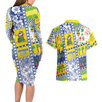 New Caledonia Christmas Couples Matching Long Sleeve Bodycon Dress and Hawaiian Shirt Festive Beach Vibes - Polynesian Pride