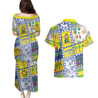 New Caledonia Christmas Couples Matching Puletasi and Hawaiian Shirt Festive Beach Vibes - Polynesian Pride