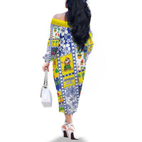 New Caledonia Christmas Family Matching Off The Shoulder Long Sleeve Dress and Hawaiian Shirt Festive Beach Vibes - Polynesian Pride
