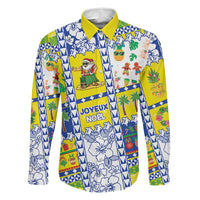 New Caledonia Christmas Family Matching Tank Maxi Dress and Hawaiian Shirt Festive Beach Vibes LT05 Dad's Shirt - Long Sleeve Yellow - Polynesian Pride