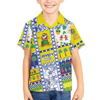 New Caledonia Christmas Family Matching Tank Maxi Dress and Hawaiian Shirt Festive Beach Vibes LT05 Son's Shirt Yellow - Polynesian Pride